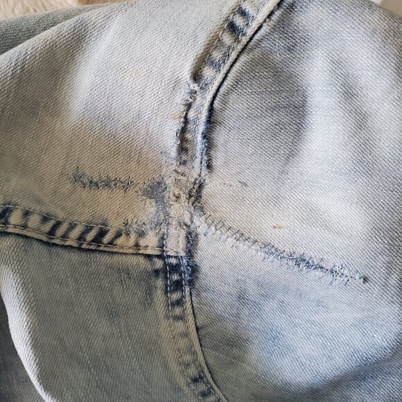 Jak & Rae Acid Wash Saks 5th Ave Very Rare Vintage Y2K Jean Jacket Patches S - Picture 15 of 16